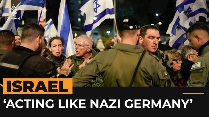 Israeli Protester Nazi Comparison