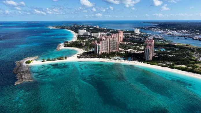 Paradise island skyline in nassau in new providence bahamas