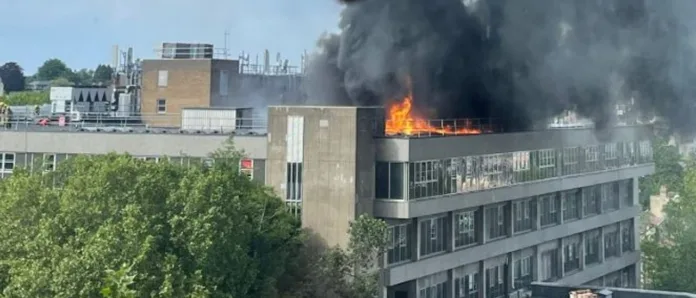 Large Fire Forces Evacuation at Bristol Maternity Hospital Roof