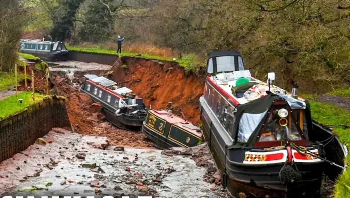 Major Incident Declared After Huge Sinkhole Drains Shropshire Canal