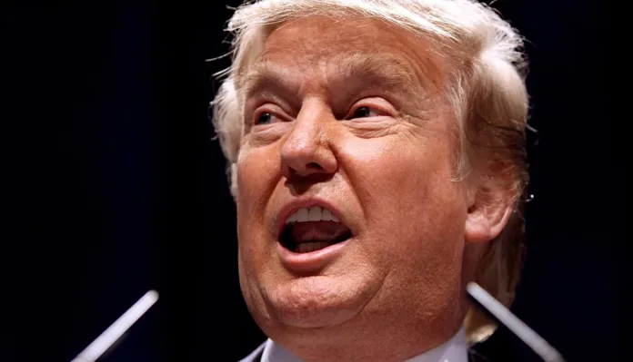 Donald Trump speaks during a public address as the Iran missile attack prompts US retaliatory strikes and rising Middle East tensions.