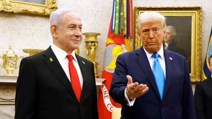 Donald Trump and Benjamin Netanyahu during the Trump-Netanyahu meeting in Washington discussing Iran, Lebanon and regional security.