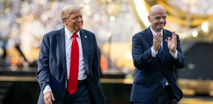 Donald Trump and FIFA president Gianni Infantino pictured together amid the FIFA leadership crisis.