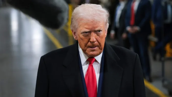 Donald Trump during a public appearance amid the US weapons shortage debate.