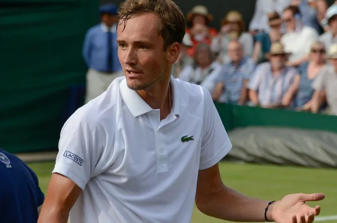 Daniil Medvedev on court during a tennis match