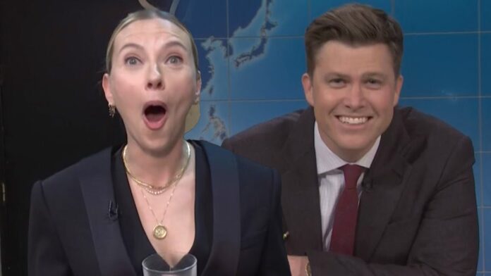 Scarlett Johansson Stunned by Colin Jost’s SNL Christmas Joke