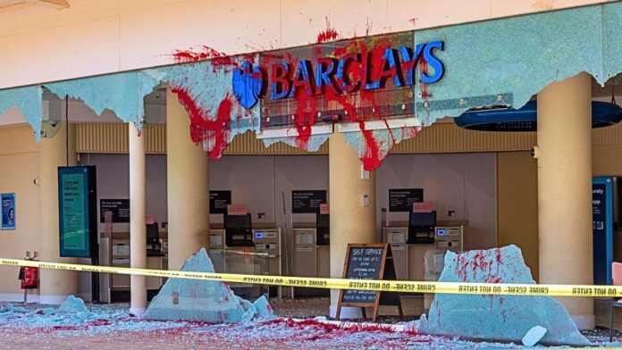 Pro-Palestinian Protesters Vandalize Barclays Bank Branches