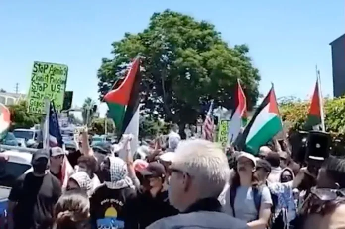 Pro-Palestinian Protesters Clash with Jewish Individuals Outside LA Synagogue