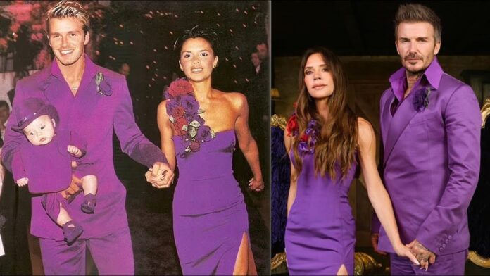 David Beckham Rips Iconic Purple Wedding Suit , 25th Anniversary