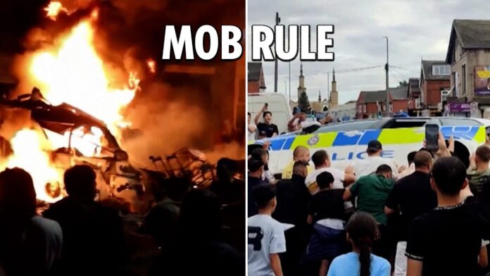 Leeds Erupts into Chaos as Mob Destroys Police Vehicles